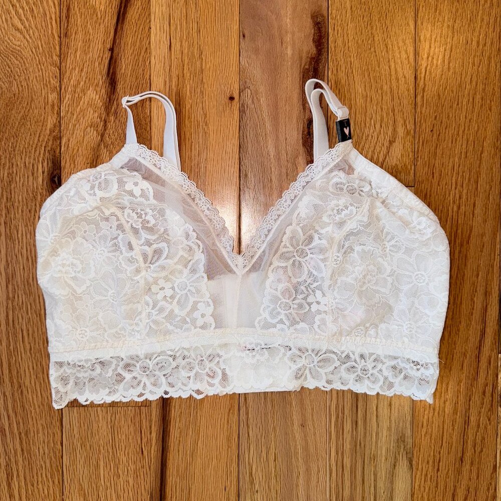 Victoria's Secret White Lace Bra Unlined Curvy Lacie Bralette L